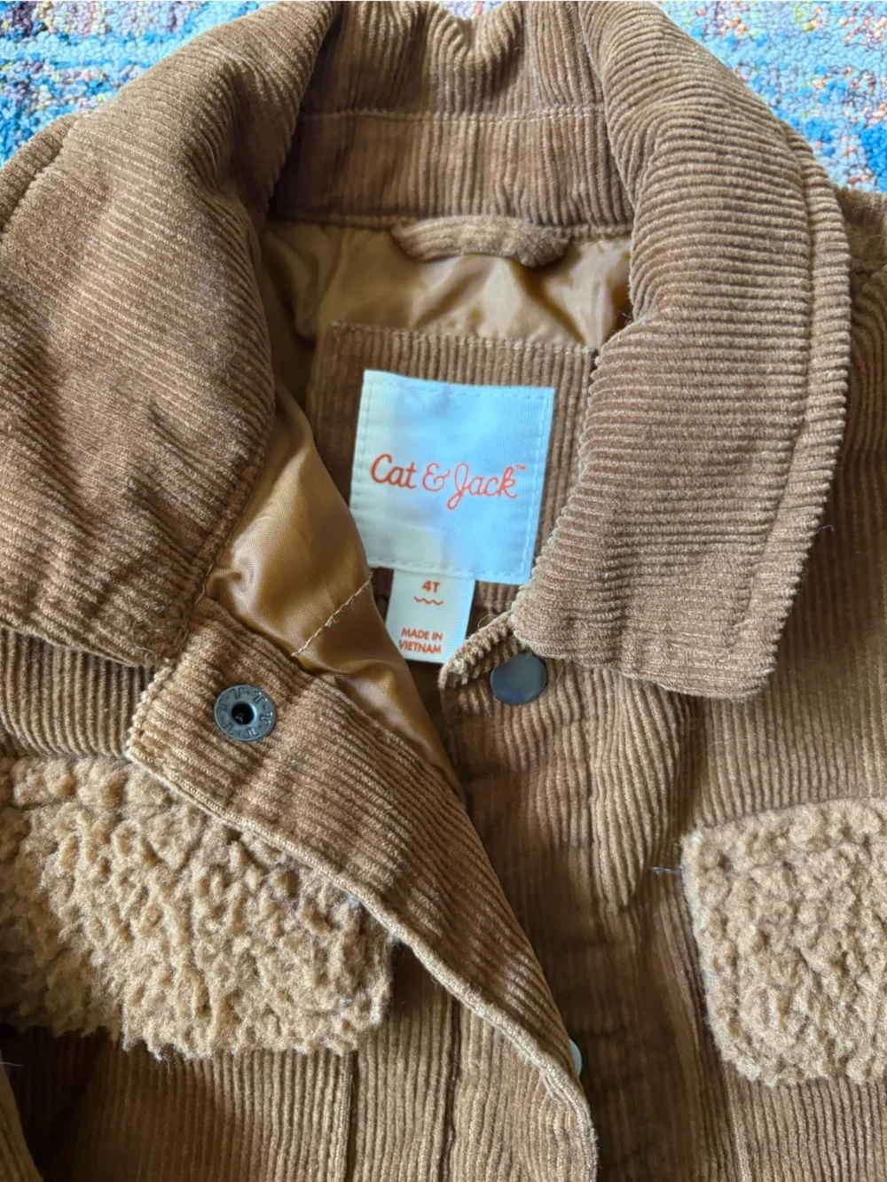 Cat & Jack Brown Corduroy Jacket with Sherpa Pocket Detail